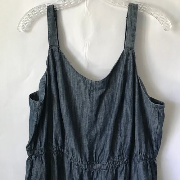 Lane Bryant Jumpsuit Size 18 Womens Cotton Denim Elastic Bodice Side Pockets - Picture 4 of 9